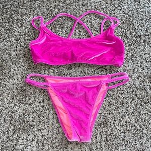 Hot pink velvet bikini by PINK
